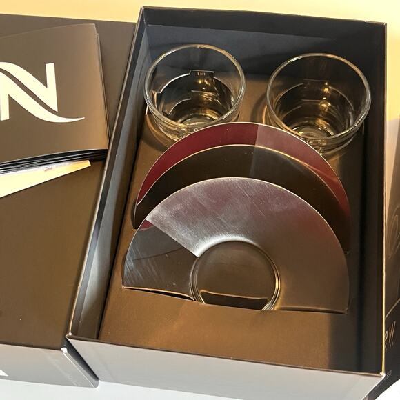 Nespresso View Atelier Design Collection Espresso Set of 2 Glasses + Saucers NIB - Picture 2 of 16